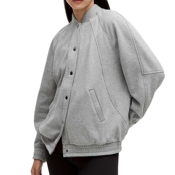 Lululemon Scuba Oversized Varsity Jacket Plush Heathered Grey XL/XXL NWT - Picture 1 of 12